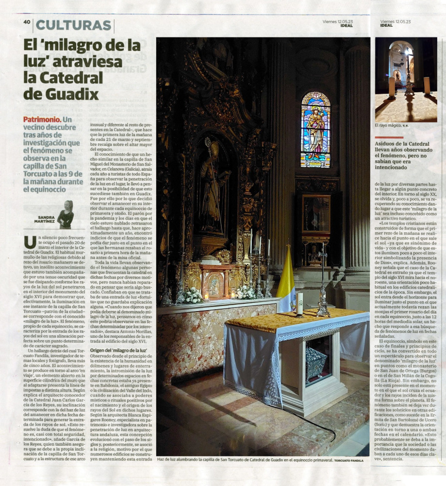 Torcuato El milagro de la luz atraviesa la Catedral de Guadix